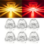6 dual-color LED watermelon lights, 2-color flashing side marker turn signals with frames, suitable for trailers and semi-trailer trucks.