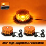2 amber warning strobe lights, mushroom-shaped, with magnetic base, 9-80V cigarette lighter adapter, suitable for trucks, SUVs, fire trucks, snowplows, and rescue vehicles.