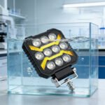 2-Pcs 4-inch tractor lighting unit, 12V LED floodlight, 15000 lumens, IP68 protection rating, white/amber work light, auxiliary spotlight, suitable for trucks, tractors, SUVs, ATVs, boats, and automobiles. - Image 3