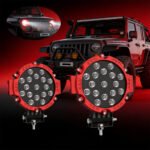 7 Inch Round Off Road LED Lights 51W 5000LM Spot & Flood Combo IP67 Waterproof Driving/Fog Lights for Trucks, Jeep, SUV, ATV, UTV, 4x4, Boat 4 Pack Red - Image 2