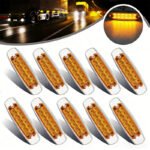 10-Pack 6-Inch Amber/Red 12LED Side Marker Lights with Stainless Steel Frame for Semi-Trucks, Pickup Trucks, Trailers, SUVs, and Buses