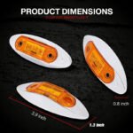 10 Pcs 2.5 Inch Amber Mini Sealed Side Marker Light Chrome Bezel 3 LED for Heavy Duty Truck Trailer Caravan ATV Waterproof Bulbs 12V DC QR12 - Image 2