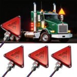 6-Piece Triangle Dual-Color Red/Amber Mudguard Brake Turn Tail Lights with Stud Mounting Frame, Waterproof, Replacement Lights for Peterbilt/Kenworth/Freightliner Trucks - Image 5