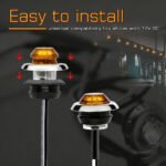 50-Pack 3/4-Inch Amber Red 3 LED Sealed Side Marker Lights Turn Signal Lights for Trailer, Van, Truck, Tractor, with Stainless Steel Ring, 12V DC - Image 2