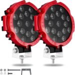 7 Inch Round Off Road LED Lights 51W 5000LM Spot & Flood Combo IP67 Waterproof Driving/Fog Lights for Trucks, Jeep, SUV, ATV, UTV, 4x4, Boat 4 Pack Red - Image 3