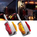 2-Pack LED Trailer Fender Lights — DOT Certified, Pre-Wired Clearance Lights; Chrome Finish with Amber Front Lights and Red Rear Lights — Suitable for Trucks, Campers, and RVs