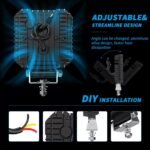 4 Inch Tractor Lights Pod, 12v LED Flood Lights 15000LM IP68 Work Lights White Amber Worklight Auxiliary Spotlights for Truck Tractor SUV ATV Boat Car 5PCS - Image 4