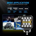 4 Inch Tractor Lights Pod, 12v LED Flood Lights 15000LM IP68 Work Lights White Amber Worklight Auxiliary Spotlights for Truck Tractor SUV ATV Boat Car 5PCS - Image 2
