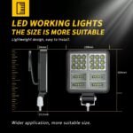 5-Pack 4-Inch LED Work Lights / Fog Lights — Cross-Shaped 59-LED Square Spotlights, Suitable for Trailers, Trucks, Off-Road Vehicles, and Pickup Trucks (White/Amber) - Image 4