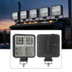 5-Pack 4-Inch LED Work Lights / Fog Lights — Cross-Shaped 59-LED Square Spotlights, Suitable for Trailers, Trucks, Off-Road Vehicles, and Pickup Trucks (White/Amber)