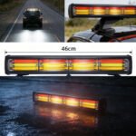 Single-strip tri-color LED emergency strobe light bar, roof-mounted traffic warning hazard light, suitable for fire trucks, police vehicles, and off-road vehicles. Dimensions: 18.11 inches. Available in amber/red/white. - Image 2