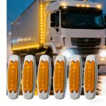 10-Pack 6-Inch Amber/Red 12LED Side Marker Lights with Stainless Steel Frame for Semi-Trucks, Pickup Trucks, Trailers, SUVs, and Buses - Image 3