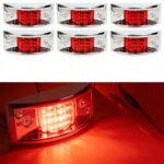 6-Piece Set of 4/5-Inch Rectangular Chrome-Plated Armored Gap Lights with Side Marker Lights 12 Amber and Red LEDs