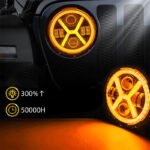 2Pack 7-Inch Round LED Off-Road Lights with X-Shaped DRLs – 8000 Lumens Spot & Flood Combo Work Lights – Compatible with Wrangler, ATV, SUV, UTV, Trucks, Pickups, 4x4s, F-150 - Image 2