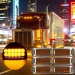 10 Amber 12LED Rectangular Clearance Lights with Chrome Trim, for Pickup Trucks, Buses, Trucks, Vans, Trailers, and Cargo Vehicles, 12V DC - Image 4
