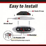 10 Pcs 2.5 Inch Amber Mini Sealed Side Marker Light Chrome Bezel 3 LED for Heavy Duty Truck Trailer Caravan ATV Waterproof Bulbs 12V DC QR12 - Image 3