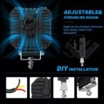2-Pcs 4-inch tractor lighting unit, 12V LED floodlight, 15000 lumens, IP68 protection rating, white/amber work light, auxiliary spotlight, suitable for trucks, tractors, SUVs, ATVs, boats, and automobiles. - Image 6