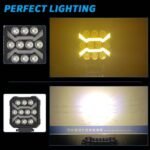2-Pcs 4-inch tractor lighting unit, 12V LED floodlight, 15000 lumens, IP68 protection rating, white/amber work light, auxiliary spotlight, suitable for trucks, tractors, SUVs, ATVs, boats, and automobiles. - Image 4