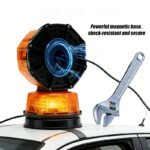 2 amber warning strobe lights, mushroom-shaped, with magnetic base, 9-80V cigarette lighter adapter, suitable for trucks, SUVs, fire trucks, snowplows, and rescue vehicles. - Image 5