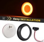 2pcs 4 inch Round Amber 64 LEDs Trailer Trucks Halo Turn Signal Parking Tail Light Marker Lights w/Rubber Grommet Sealed Waterproof IP67 For Boat/RV/Van, DC 12V - Image 6