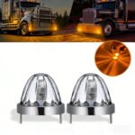 2 Glass Watermelon Lamps with Transparent Lens LED Side Markers, IP67, Suitable for Trucks, Trailers, and Off-Road Vehicles