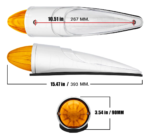 5-Piece Set of 17 LED Amber Torpedo-Shaped Cab Roof Light Assemblies, Ultra-Bright Chrome-Plated Roof Cucumber Lights, Suitable for Heavy-Duty Trucks, Replacement for International, Kenworth, Peterbilt, Freightliner, Mack, and Other Brands, Meets DOT Standards - Image 4