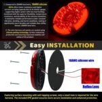 2Pcs 7" inch Round Halo Transit Bus Tail Lights 72 LEDs Stop Brake Turn Signal Running Lights Tail light w/Surface Mount Gasket Waterproof Sealed IP67, RV Camper for DC10-30V(Red Lens_Red Light) - Image 2