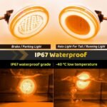 2pcs 4 inch Round Amber 64 LEDs Trailer Trucks Halo Turn Signal Parking Tail Light Marker Lights w/Rubber Grommet Sealed Waterproof IP67 For Boat/RV/Van, DC 12V - Image 5