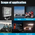 10Pack LED Tractor Work Lights, 4 Inch 120W 10000lm LED Pod Lights 12V 24V Cube Off Road Light Square for Service Tow Truck ATV UTV RV RZR Boat Pickup Golf Cart Snow Blower Zero Turn Lawn Mower - Image 2