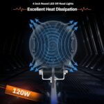 4 Pack LED Light Pods for Trucks, 4 Inch LED Tractor Work Lights 120W Round Spot Off Road Driving Light for ATV UTV RV Golf Cart Go Kart Lawn Mower SUV Offroad Lights - Image 6