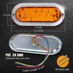 2 Pack6 Inch Amber Oval Sequential ARROW 45LED Pointing Light – 12V 24V DC Turn Signal Tail Indicator Marker Light with Chrome Bezel, Sealed Waterproof for Truck, Trailer, Dump Truck, Bus - Image 4