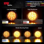 4 Pcs 4 Inch Red LED F3 Piranha Round Trailer Tail Lights 12 Diodes Super Bright Sealed Surface Mount for Truck Cabin Bus RV Tow Dump Heavy Duty 12V DC with Chrome Bezel GAC12 - Image 2