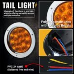 4 Pcs 4 Inch Red LED F3 Piranha Round Trailer Tail Lights 12 Diodes Super Bright Sealed Surface Mount for Truck Cabin Bus RV Tow Dump Heavy Duty 12V DC with Chrome Bezel GAC12 - Image 4