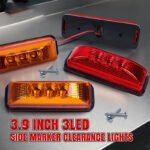 10Pcs 3 Led Trailer Light 3.9 Inch Front Rear Side Marker Lights Clearance Indicator Waterproof Sealed Surface Mounted Marker Light for RV Truck Trailer UTE UTV 12VDC - Image 2
