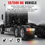 4 Pcs 4 Inch Red LED F3 Piranha Round Trailer Tail Lights 12 Diodes Super Bright Sealed Surface Mount for Truck Cabin Bus RV Tow Dump Heavy Duty 12V DC with Chrome Bezel GAC12 - Image 6