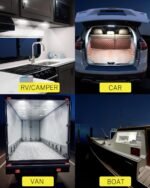 4 Pack Dome Light for RV Interior, 48LED 800LM Ultra Bright 12 Volt LED White Lights, RV Ceiling Light with Switch Control, Ideal for Car Van Truck Camper Lorry Motorhome Boat - Image 6