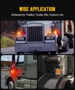 2 Truck Trailer Square Dual-Faced 52 LED Red/Amber Fender Brake Turn Tail Light with Three-Stud Mounting Frame, Waterproof Replacement for Peterbilt/Kenworth/Freightliner Trucks - Image 5