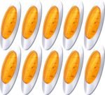 10-Pack 6.5-Inch Smoked Lens Amber 16LED Oval Clearance Lights with Chrome Bezels for Pickups, Buses, Trucks, Vans, Trailers, and Trucks, 12V DC