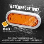 2 Pack6 Inch Amber Oval Sequential ARROW 45LED Pointing Light – 12V 24V DC Turn Signal Tail Indicator Marker Light with Chrome Bezel, Sealed Waterproof for Truck, Trailer, Dump Truck, Bus - Image 6