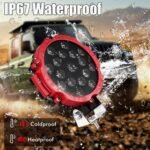 7 Inch Round Off Road LED Lights 51W 5000LM Spot & Flood Combo IP67 Waterproof Driving/Fog Lights for Trucks, Jeep, SUV, ATV, UTV, 4x4, Boat 4 Pack Red - Image 4