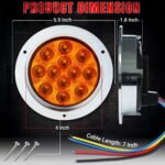 4 Pcs 4 Inch Red LED F3 Piranha Round Trailer Tail Lights 12 Diodes Super Bright Sealed Surface Mount for Truck Cabin Bus RV Tow Dump Heavy Duty 12V DC with Chrome Bezel GAC12 - Image 5