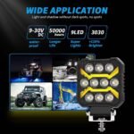 2-Pcs 4-inch tractor lighting unit, 12V LED floodlight, 15000 lumens, IP68 protection rating, white/amber work light, auxiliary spotlight, suitable for trucks, tractors, SUVs, ATVs, boats, and automobiles. - Image 2