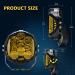 2pack 7 Inch Round LED Offroad Light with DRL, 90W Driving Light LED Light Bar, 8000LM Spot Flood Combo Work Light for Wrangler, ATV, SUV, UTV, Trucks, Pickup, 4x4, F150 - Image 3