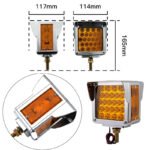2 Truck Trailer Square Dual-Faced 52 LED Red/Amber Fender Brake Turn Tail Light with Three-Stud Mounting Frame, Waterproof Replacement for Peterbilt/Kenworth/Freightliner Trucks - Image 3