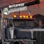 5-Piece Set of 17 LED Amber Torpedo-Shaped Cab Roof Light Assemblies, Ultra-Bright Chrome-Plated Roof Cucumber Lights, Suitable for Heavy-Duty Trucks, Replacement for International, Kenworth, Peterbilt, Freightliner, Mack, and Other Brands, Meets DOT Standards - Image 6