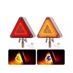 6-Piece Triangle Dual-Color Red/Amber Mudguard Brake Turn Tail Lights with Stud Mounting Frame, Waterproof, Replacement Lights for Peterbilt/Kenworth/Freightliner Trucks - Image 2