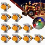 50-Pack Amber Mini Watermelon Lights, 3/4-inch Diameter, Vintage Dome Lens, Chrome-Plated Visor Frame, Suitable for Freightliner, Kenworth, Peterbilt Trailers and Heavy-Duty Trucks