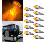 5-Piece Set of 17 LED Amber Torpedo-Shaped Cab Roof Light Assemblies, Ultra-Bright Chrome-Plated Roof Cucumber Lights, Suitable for Heavy-Duty Trucks, Replacement for International, Kenworth, Peterbilt, Freightliner, Mack, and Other Brands, Meets DOT Standards - Image 3