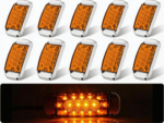 10Pcs6-inch Amber Trailer Side Marker Lights with Chrome Trim For trailers, trucks, tractors, pickup trucks, RVs, vans, trucks, and buses