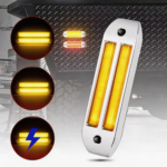 10-Pack 6-Inch Amber Rectangular Clearance Lights with Chrome Trim, for Pickup Trucks, Buses, Trucks, Vans, Trailers, and Cargo Vehicles, 12V DC